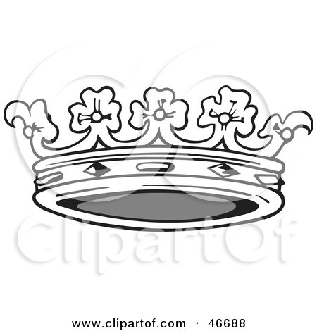 Clipart Illustration of a Black And White Flower Tiara Crown by dero