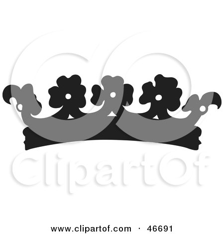 Clipart Illustration of a Black Floral Patterned Herald Crown by dero