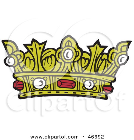 Clipart Illustration of a Royal Golden King's Crown With Rubies by dero