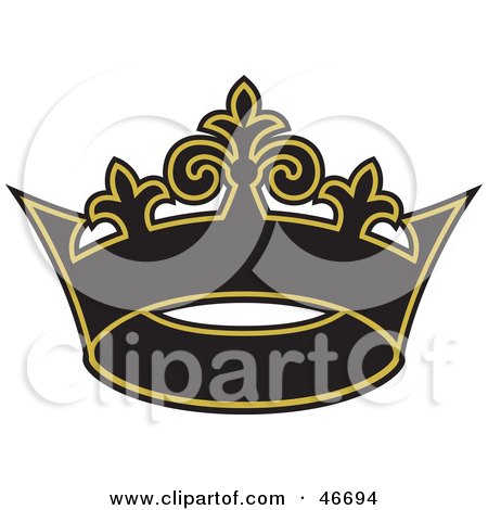 Clipart Illustration of a Black King's Crown Trimmed In Gold by dero