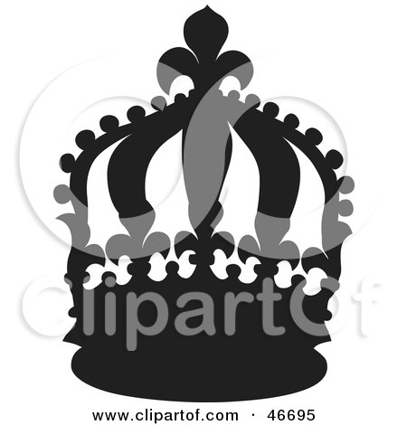 Clipart Illustration of a Tall Black And White Crown by dero
