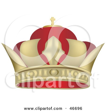 Clipart Illustration of a Red And Gold King's Crown by dero