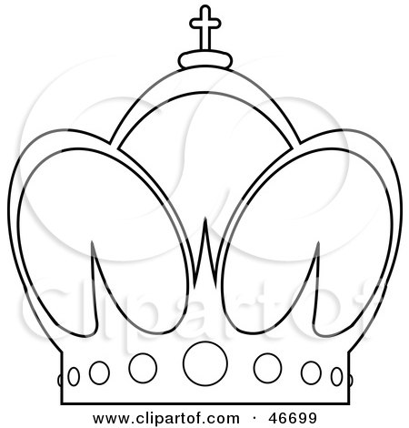 Clipart Illustration of a Tall And Arched Black And White Crown by dero