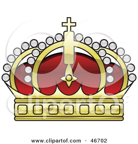 Clipart Illustration of a Red And Gold Arched King's Crown by dero