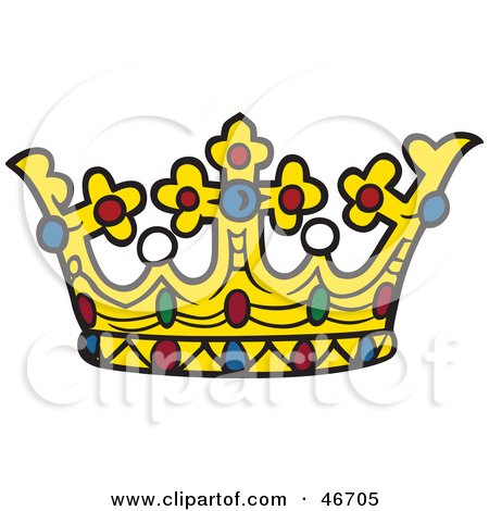 Clipart Illustration of a King's Crown With Pearl, Ruby, Emerald And Sapphire Gems by dero