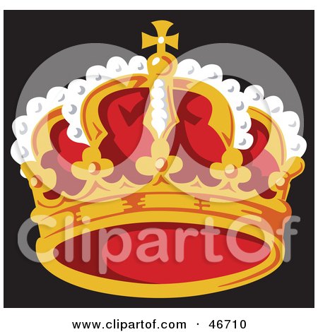 Clipart Illustration of a Gold, Red And White King's Crown by dero