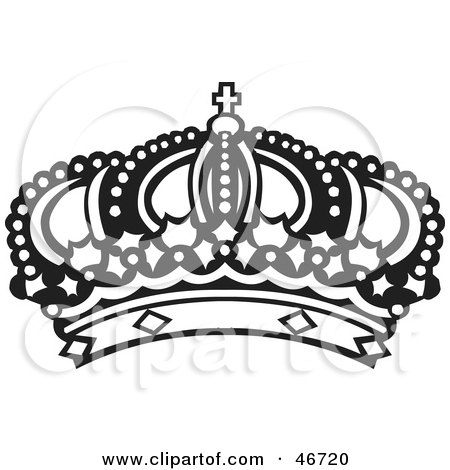 Clipart Illustration of a Black And White Crown With Arches by dero