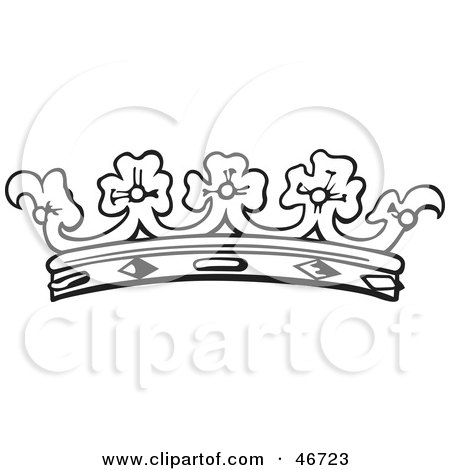 Clipart Illustration of a Black And White Crown Or Tiara by dero