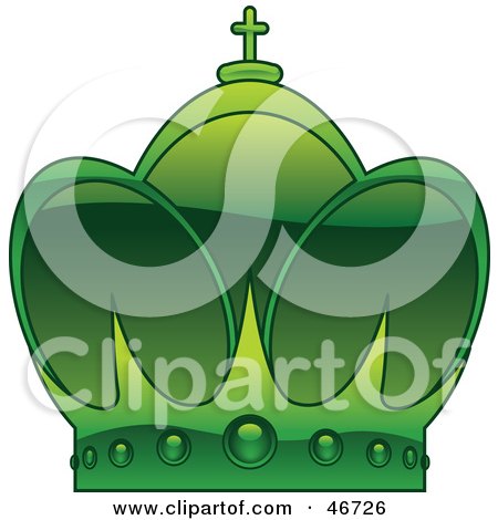 Clipart Illustration of a Green Arched King's Crown With A Cross by dero