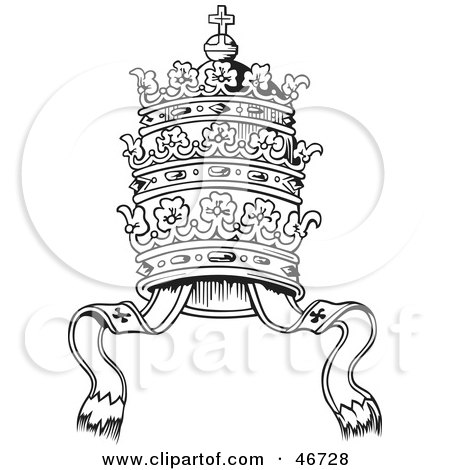 Clipart Illustration of a Unique And Tall Black And White Crown by dero