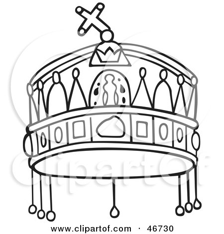 Clipart Illustration of a Black And White Crown With Beads by dero