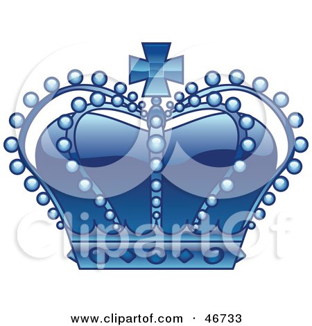 Clipart Illustration of a Beaded Blue Royal King's Crown With Jewels by dero