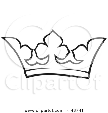 Clipart Illustration of a Black And White Crown Outline by dero