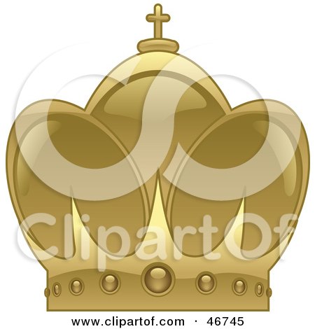 Clipart Illustration of a Gold Arched King's Crown With A Cross by dero