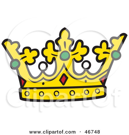 Clipart Illustration of a King's Crown Adorned With Crosses, Rubies, Pearls And Emeralds by dero