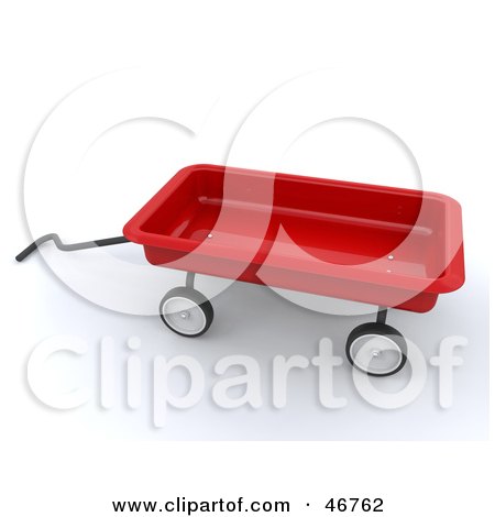 Royalty-Free (RF) Clipart Illustration of a 3d Red Toy Wagon With A Handle by KJ Pargeter