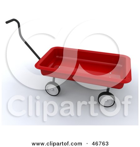 Royalty-Free (RF) Clipart Illustration of a 3d Red Child's Wagon With A Handle by KJ Pargeter