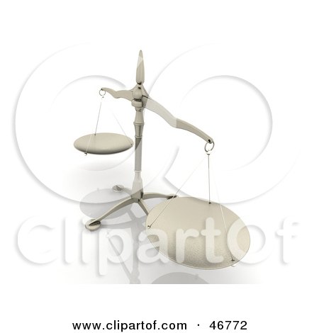 Royalty-Free (RF) Clipart Illustration of a 3d Scales Of Justice With A Tray In The Foreground by KJ Pargeter