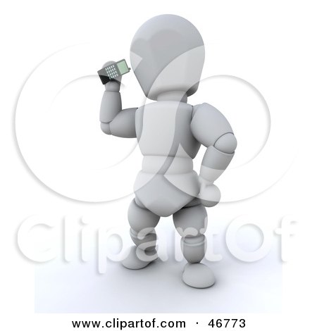 Royalty-Free (RF) Clipart Illustration of a 3d White Character Standing And Using A Mobile Phone by KJ Pargeter