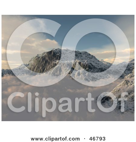 Royalty-Free (RF) Clipart Illustration of a 3d Render Of A Mountainous Landscape Above The Clouds by KJ Pargeter