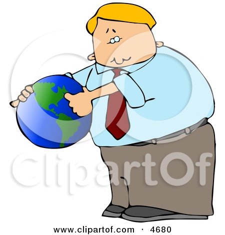 Businessman Pointing Out America On a Globe Clipart by djart