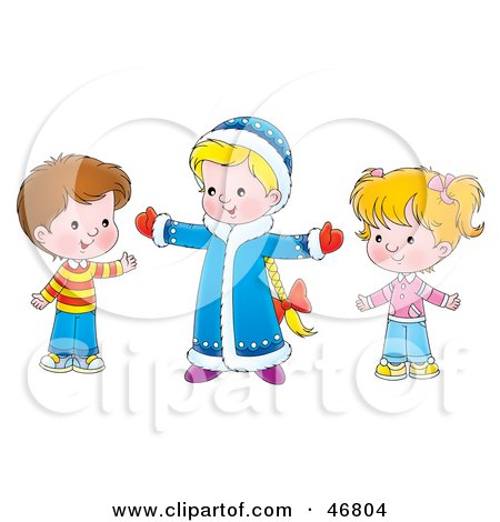 Royalty-Free (RF) Clipart Illustration of a Big Sister Gesturing And Talking To Her Siblings by Alex Bannykh