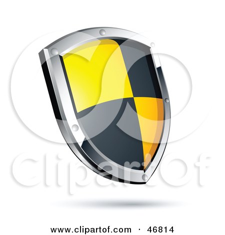 Royalty-Free (RF) Clipart Illustration of a Black And Yellow Protective Shield by beboy