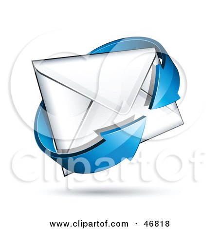Royalty-Free (RF) Clipart Illustration of a Blue Arrow Circling A Sealed White Envelope by beboy