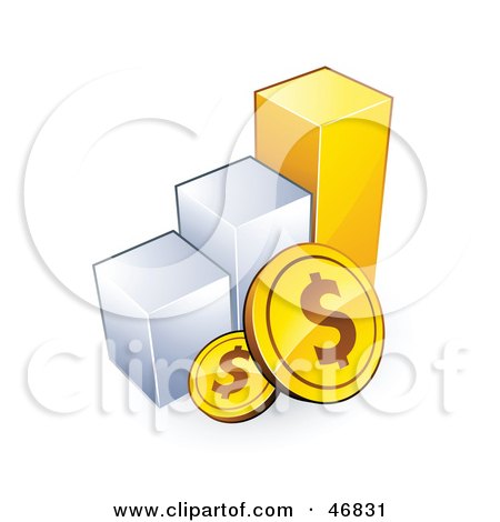 Royalty-Free (RF) Clipart Illustration of American Coins And A Bar Graph by beboy