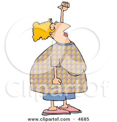 Obese Woman Stretching Her Arm Above Her Head Clipart by djart