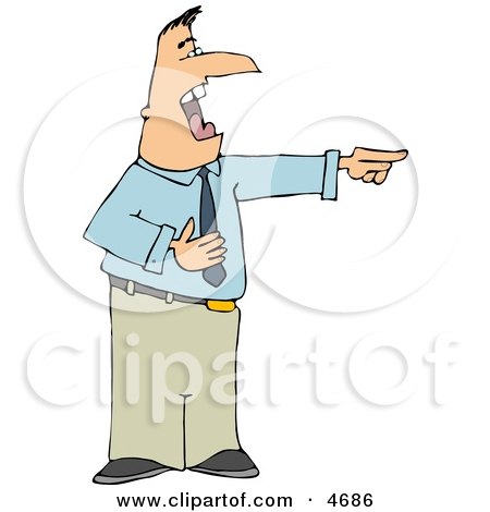 Businessman Pointing His Finger at Someone and Laughing Hysterically Clipart by djart