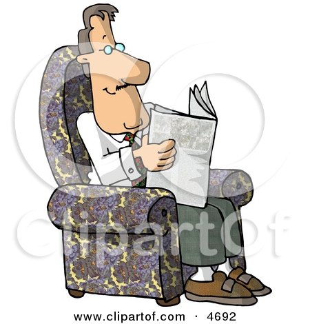Man Sitting In His Chair and Reading the Newspaper Clipart by djart