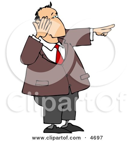 Businessman Laughing While Pointing His Finger at Something Clipart by djart