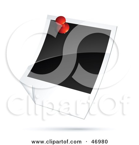 Royalty-Free (RF) Clipart Illustration of a Blank Polaroid Picture Pinned To A Wall by beboy
