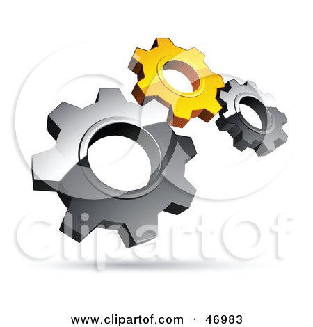 Royalty-Free (RF) Clipart Illustration of a Pre-Made Logo Of Silver And Yellow Gears by beboy