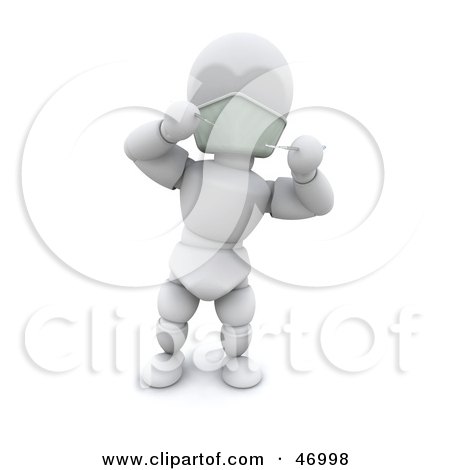 Royalty-Free (RF) Clipart Illustration of an Intimidating 3d White Character Dentist With Tools by KJ Pargeter