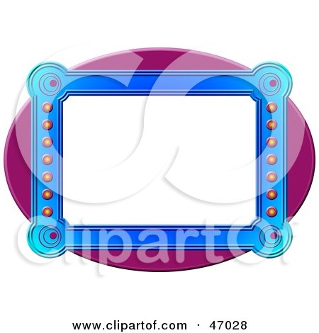 Clipart Illustration of a Blue Futuristic Frame Over A Purple Circle by Prawny