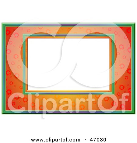 Clipart Illustration of a Green And Orange Floral Frame With Blank Space by Prawny