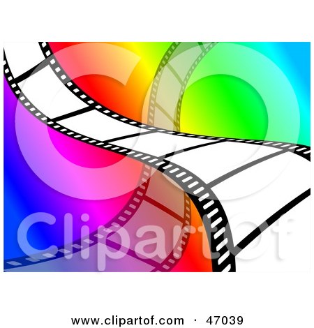 Clipart Illustration of a Film Strip Wave On A Rainbow Background by Prawny