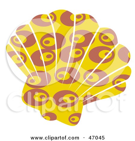 Clipart Illustration of a Circle Patterned Yellow Scallop Sea Shell by Prawny