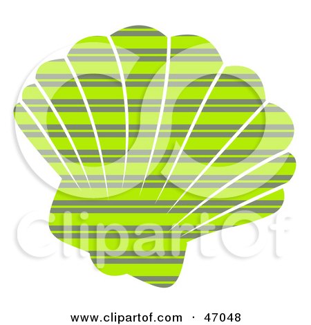 Clipart Illustration of a Striped Patterned Green Scallop Sea Shell by Prawny