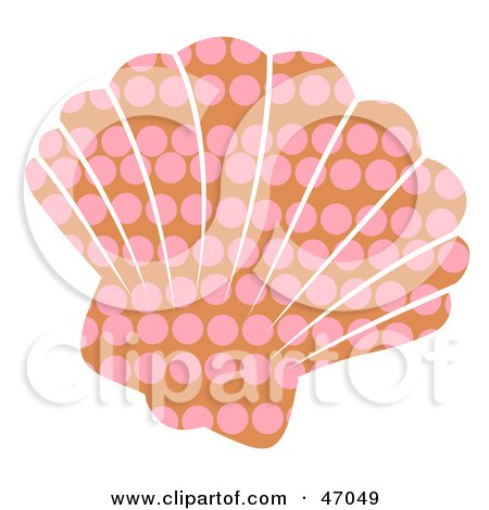 Clipart Illustration of a Dot Patterned Pink Scallop Sea Shell by Prawny