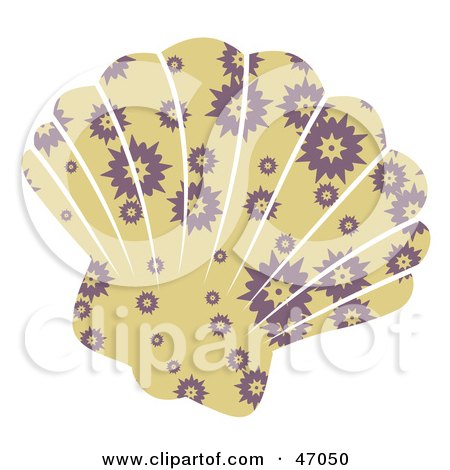 Clipart Illustration of a Burst Patterned Beige Scallop Sea Shell by Prawny