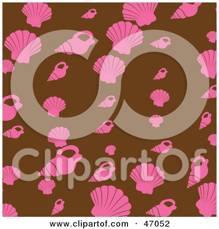 Clipart Illustration of a Brown Background Of Pink Shells by Prawny