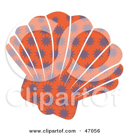 Clipart Illustration of a Burst Patterned Orange Scallop Sea Shell by Prawny