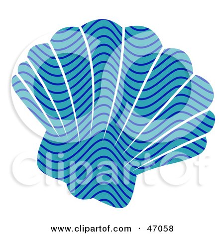 Clipart Illustration of a Wave Patterned Blue Scallop Sea Shell by Prawny