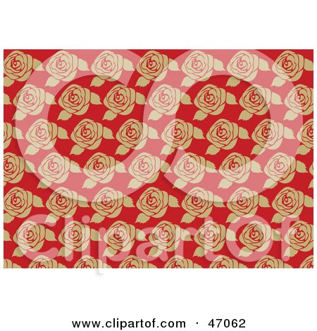 Clipart Illustration of a Victorian Rose Patterned Background On Red by Prawny