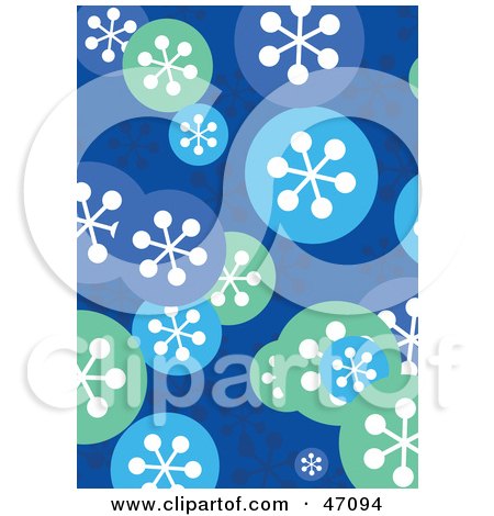 Clipart Illustration of a Funky Blue Background With Snowflake Circles by Prawny