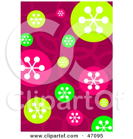 Clipart Illustration of a Funky Pink Background With Colorful Retro Circles by Prawny