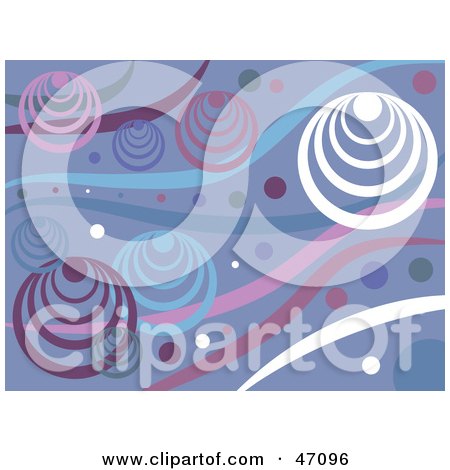 Clipart Illustration of a Funky Purple, White And Blue Retro Circle And Wave Background by Prawny